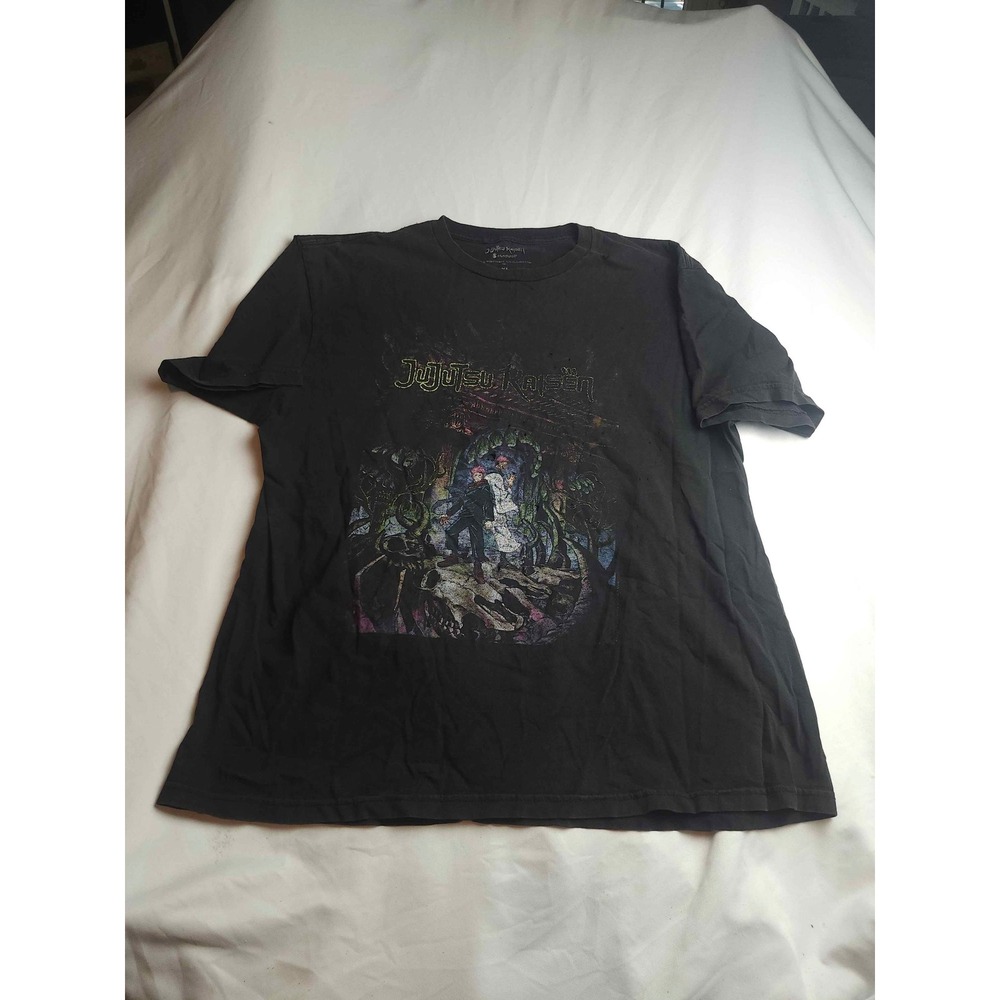 Jujutsu Kaisen Crunchyroll Anime Graphic T-Shirt Mens XL Black Distressed Cotton